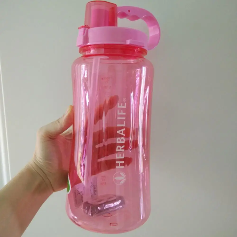 1Л/2л 4 цвета 2л негабаритная бутылка для воды 2000 мл модный портативный Herbalife питание изготовленный на заказ шейкер бутылка - Цвет: 2000ml pink