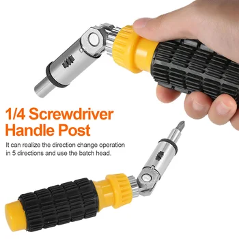 

0-180 Degree Multi Function Magnetic Ratchet Screwdriver 1/4 Inch Inside Hexagon Interface Adjustable Angles Screwdriver