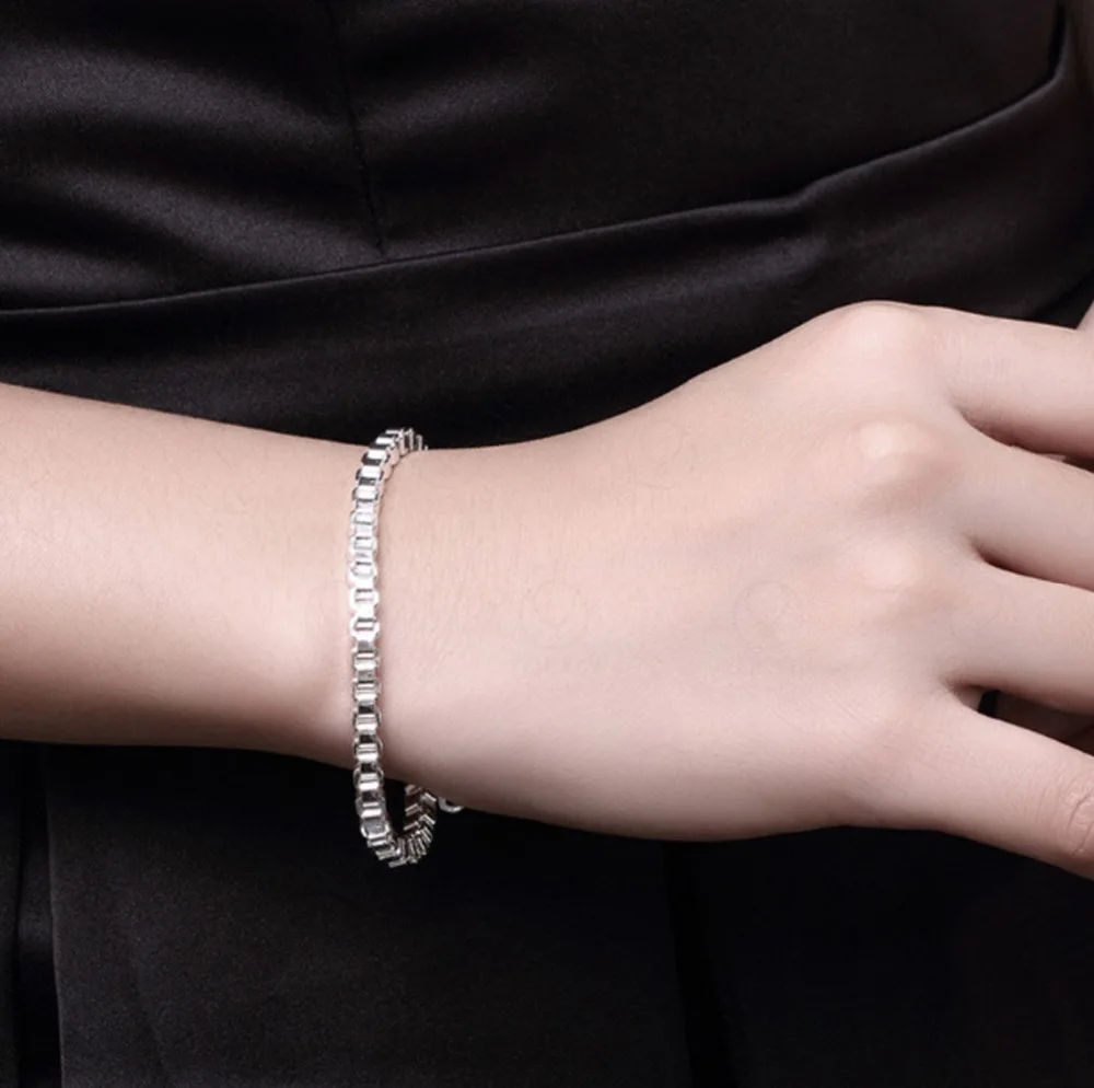 2017 جديد النساء 925 أساور الفضة اللون 1 صف RhinestoneProng وضع الرياضة تنس أساور للنساء مجوهرات هدايا