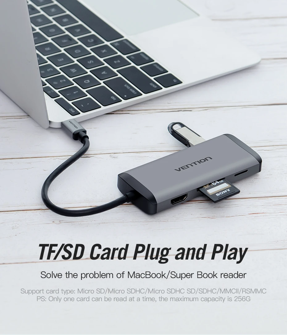 Vention Thunderbolt 3 док-станция USB 3,0 type C к HDMI USB концентратор RJ45 для MacBook Pro nintendo huawei P30/P20 samsung usb c адаптер