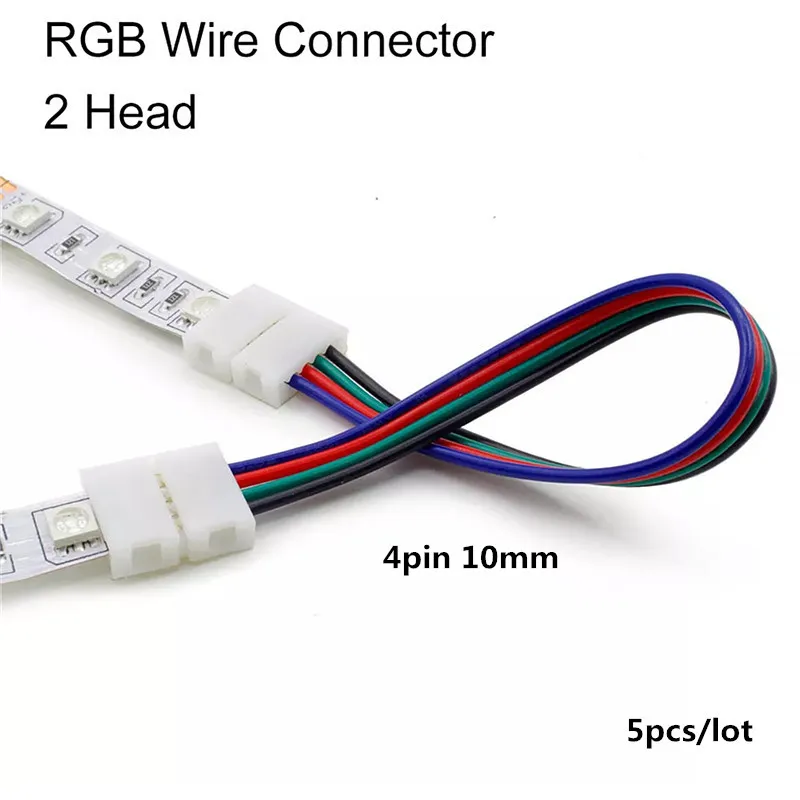 Разъем светодиодной ленты 8 мм 10 мм 2 Pin 4 Pin 3528 5050 провод RGB один цвет Solderless СВЕТОДИОДНЫЙ печатной платы провода коннекторы для сварки - Цвет: 4pin 10mm 2head Wire