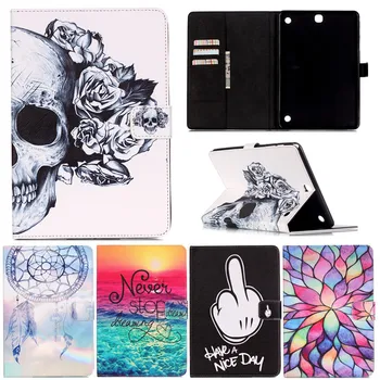 

Lovely Cartoon Flower Skull Pattern PU Leather Stand Smart Case for Samsung Galaxy Tab A 9.7 T550 T551 T555 Gen Tablet Cover
