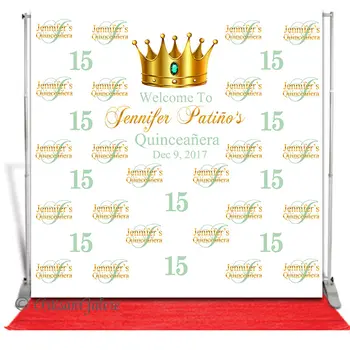 

custom Quinceanera 15th Birthday gold king crown backgrounds High quality Computer print party backdrop