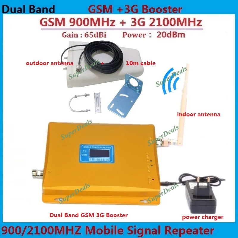 

LCD Dual Band 65dbi 3G W-CDMA 2100MHz + GSM 900Mhz GSM 3G Repeater 3G GSM Mobile Phone Signal Repeater 3G GSM Booster Amplifier
