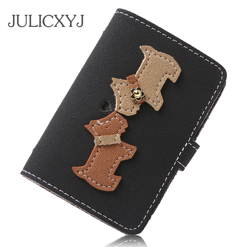 

JULICXYJ Brand Cute Double Dogs Function 24 Bits Credit Card Holder Bags Business Banks ID Cards Case Wallet For Women Girl 2019
