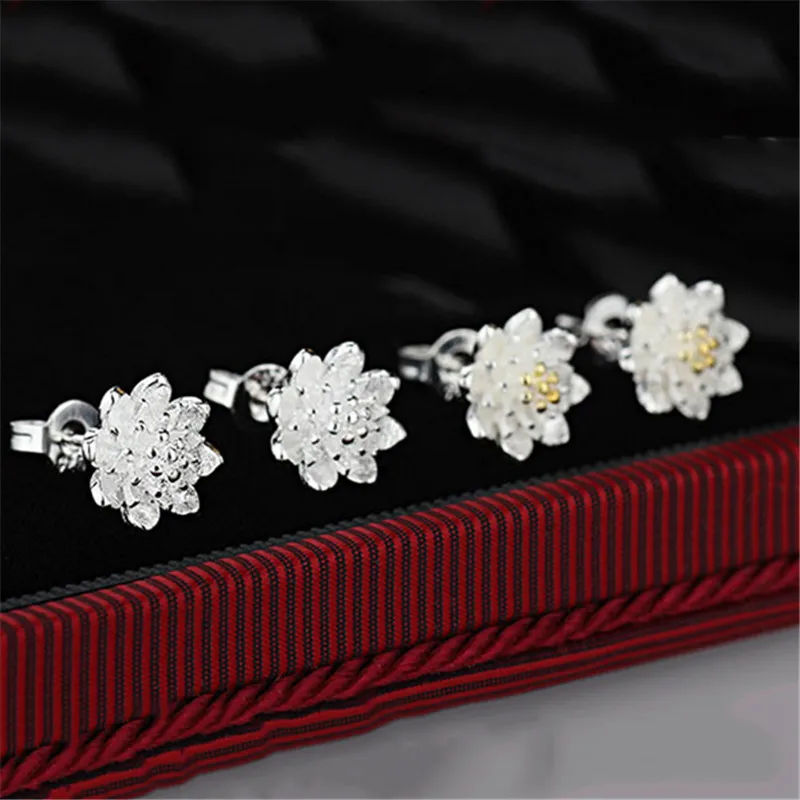 JEXXI Factory Price One Pair Lotus Earrings Accessories 925 Sterling Silver Women Beautiful Luxury Jewelery Gift Hot Selling - Image 2