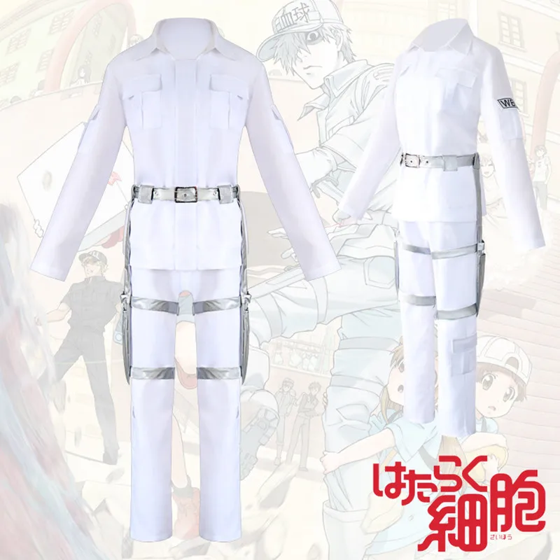 2018 Cells At Work Hataraku Saibou Cosplay Costume Leukocyte U-1146 Anime Men Women Uniform White Blood Cell | Тематическая одежда