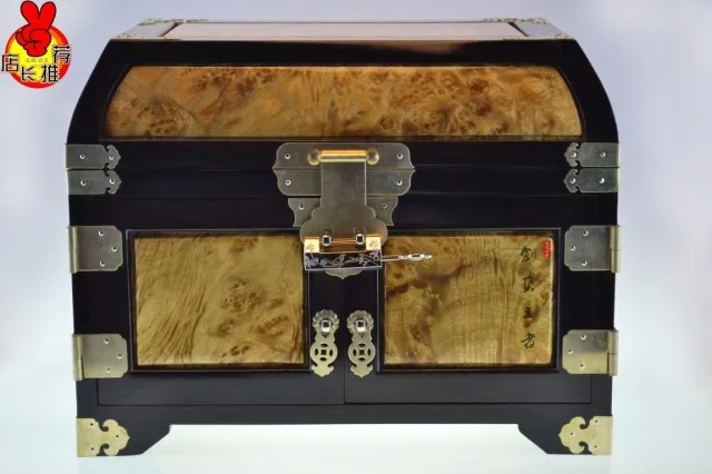 

Ebony inlaid gold jewelry box Zhang single board carved mahogany furniture decoration wedding craft gift box