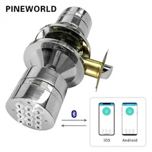 Pineworld q100 senha eletrônica fechadura da porta inteligente bluetooth app teclado código keyless knob lock anti curiosos alarmante fuction