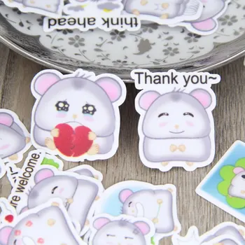 

40pcs Cute Mouse Scrapbooking Stickers Cartoon Animal Decorative DIY Diary Decor Stickers