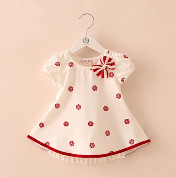

2016 summer bow children's clothing baby child short-sleeve chiffon girls t-shirt