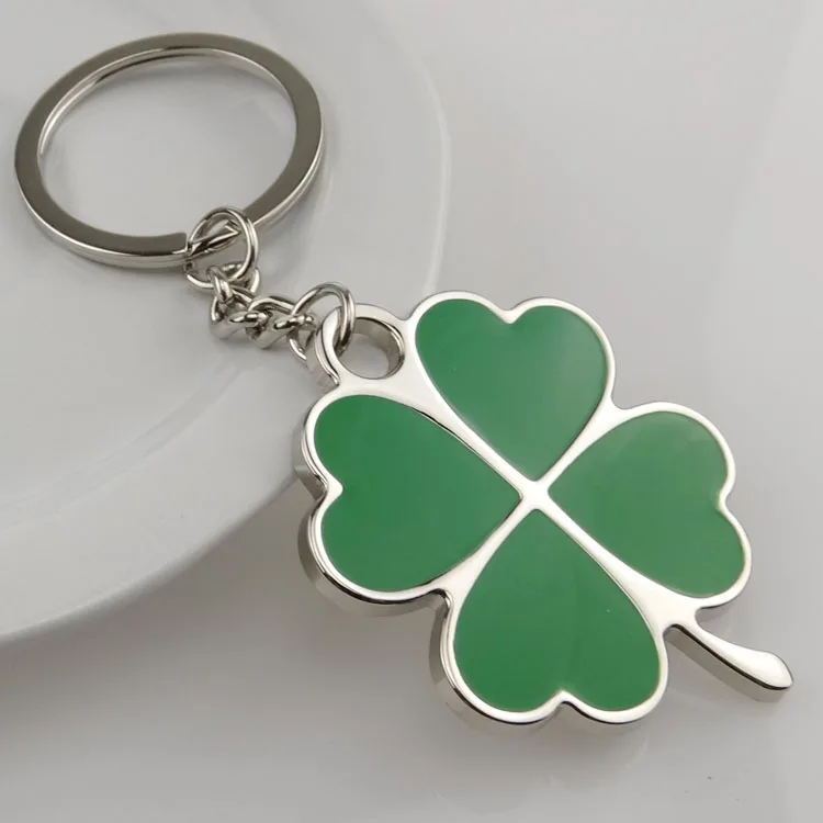 

KISSWIFE Stainless High Quality Green Leaf Keychain Fashion Creative Beautiful Four Leaf Clover Steel Lucky Key Chain Jewelry