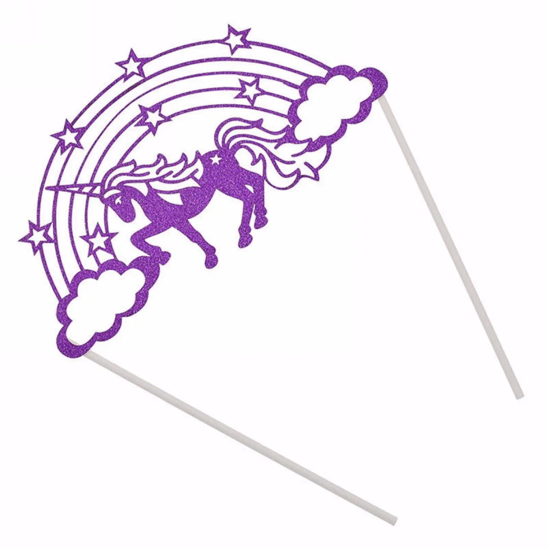 4 Color Unicorn Rainbow Cloud Birthday Cake Topper Sticks Cake Decorative Party Supplies