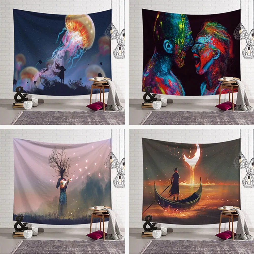 EE/_ QA/_ Sunflower Marble Pattern Wall Tapestry Beach Towel Blanket Home Decor Sw