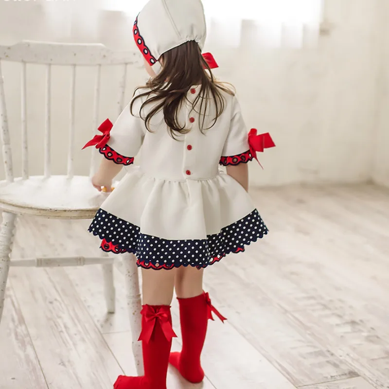 Ins/Весенний белый костюм «платье принцессы» для девочек 0-3 лет, испанское платье на первый день рождения, рождественское платье, платье для малышей