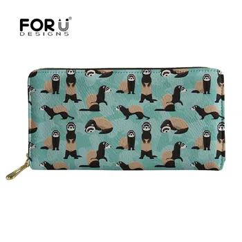 

FORUDESIGNS Cheeky Ferrets Printing Women Wallet Clutch Female Card Holder Purse Phone Case Coin Money Bag porte feuille femme