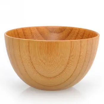 

New arrival Anti-slip Home Kitchen Simple Japanese natural Style Bowl Solid Rice Wooden Soup Bowl