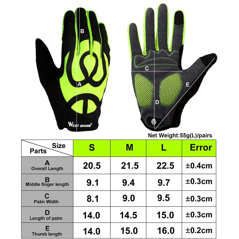 WEST BIKING перчатки для велоспорта с сенсорным экраном, перчатки для велоспорта с защитой от ветра, силикагель, противоскользящие мужские и женские перчатки для горного велосипеда