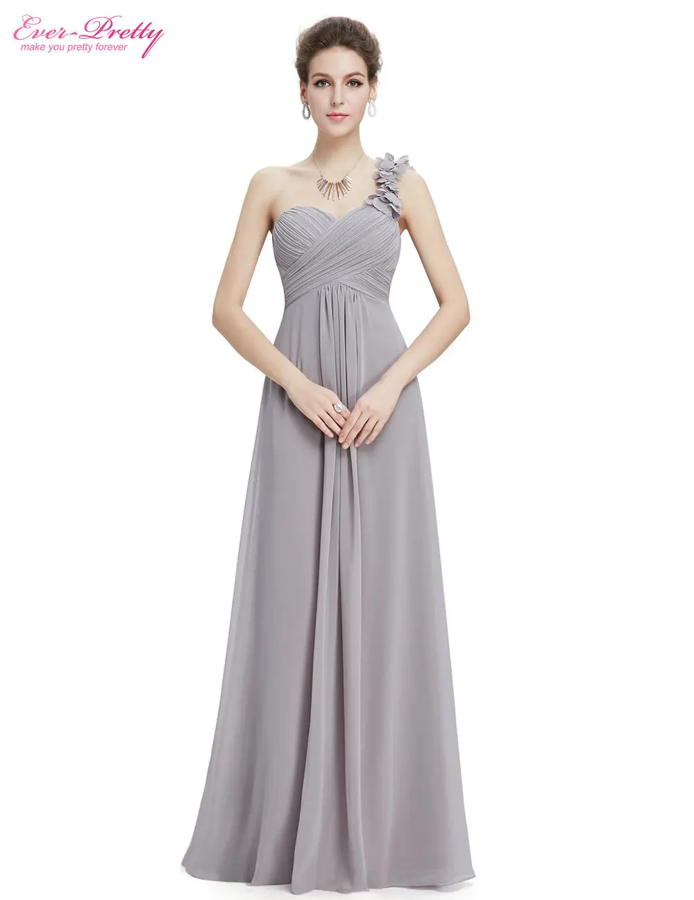 Свадебные платья невесты мода женщины фиолетовый цветы одно плечо шифон мягкий длинные де феста лонго 9768 Платья невесты - Цвет: Gray
