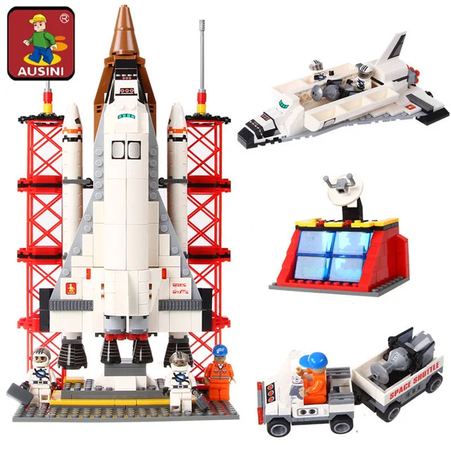 

AUSINI 560Pcs Space Ship Shuttle Launching Base Model building blocks DIY Educational Creative Model Bricks Toys children 25806