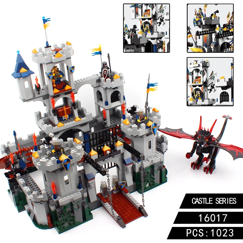 

16017 1023pcs Kingdoms Knights King's Castle Siege Assembly Model Building Blocks Compatible 7094 LegoINGS Figure Bricks Toys
