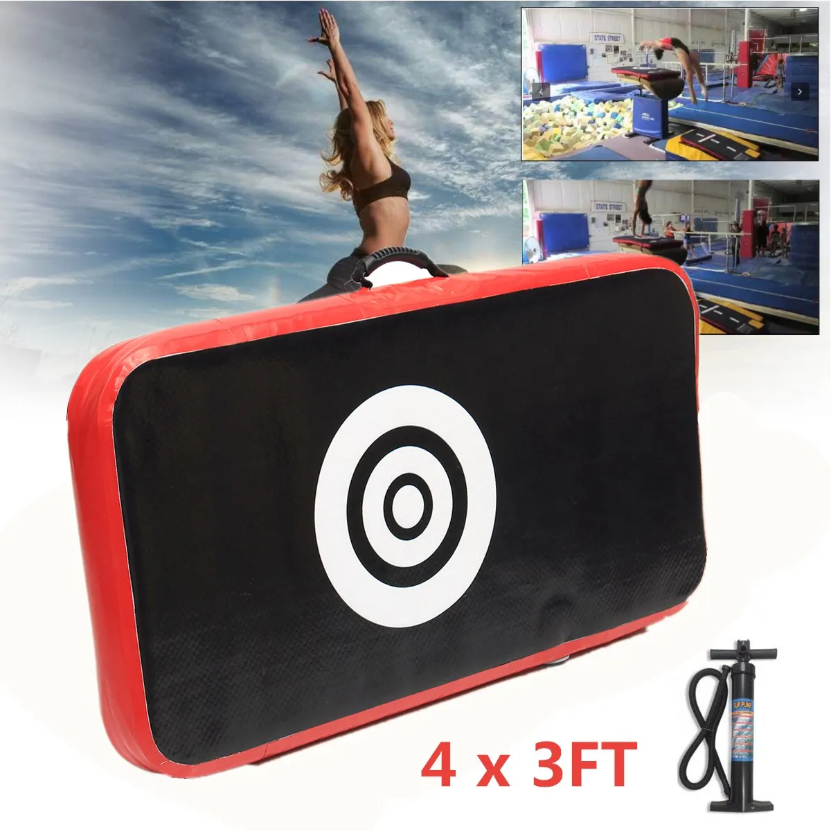 

47x35x2inch Air Track Inflatable Gymnastics Tumbling Mat Track Launch Pad GYM with Pump