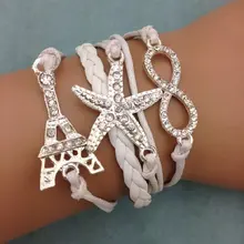 1 шт. бесконечно ручная работа браслет. металл очарование, воск шнур, кожаный браслет, модный драгоценный браслет 3622