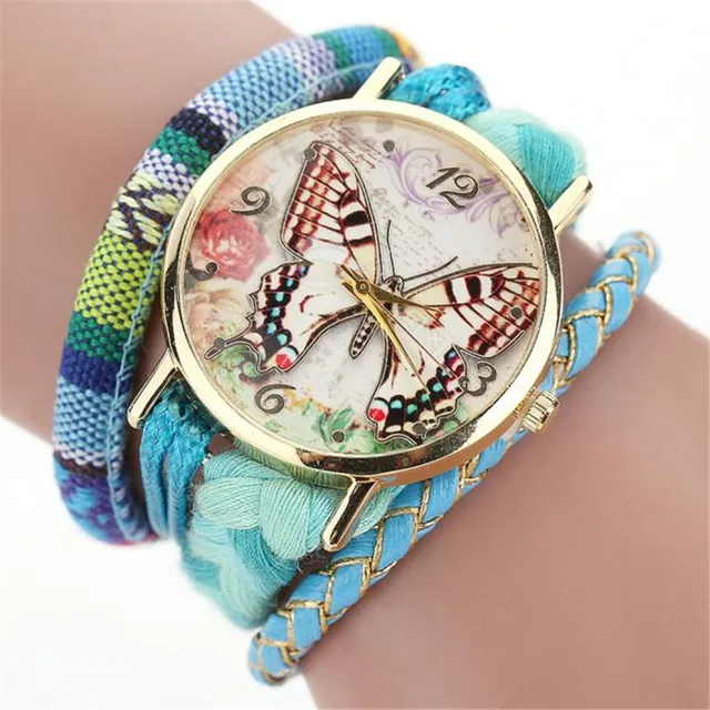 Fashion Beautiful Casual Women Watch Butterfly Pattern Weave Wound Wrap Bracelet Fashion Beautiful Casual Women Watch Butterfly Pattern Weave Wound Wrap Bracelet
