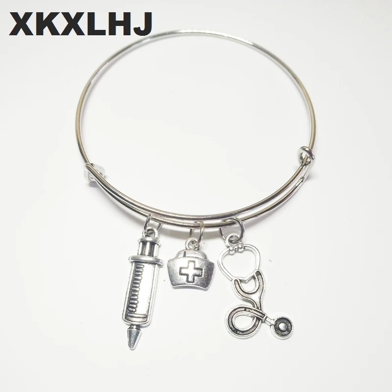 XKXLHJ медицинский браслет для медсестры, шприц, стетоскоп, милый браслет, ювелирный подарок