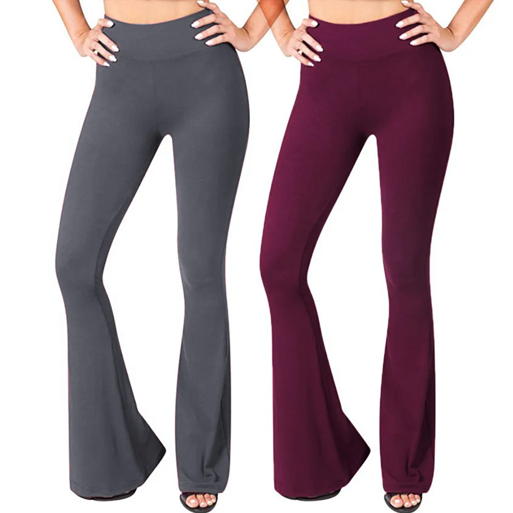 Новые женские брюки-клеш для йоги с высокой талией, тянущиеся для фитнеса, Тонкие штаны для бега, штаны для танцев