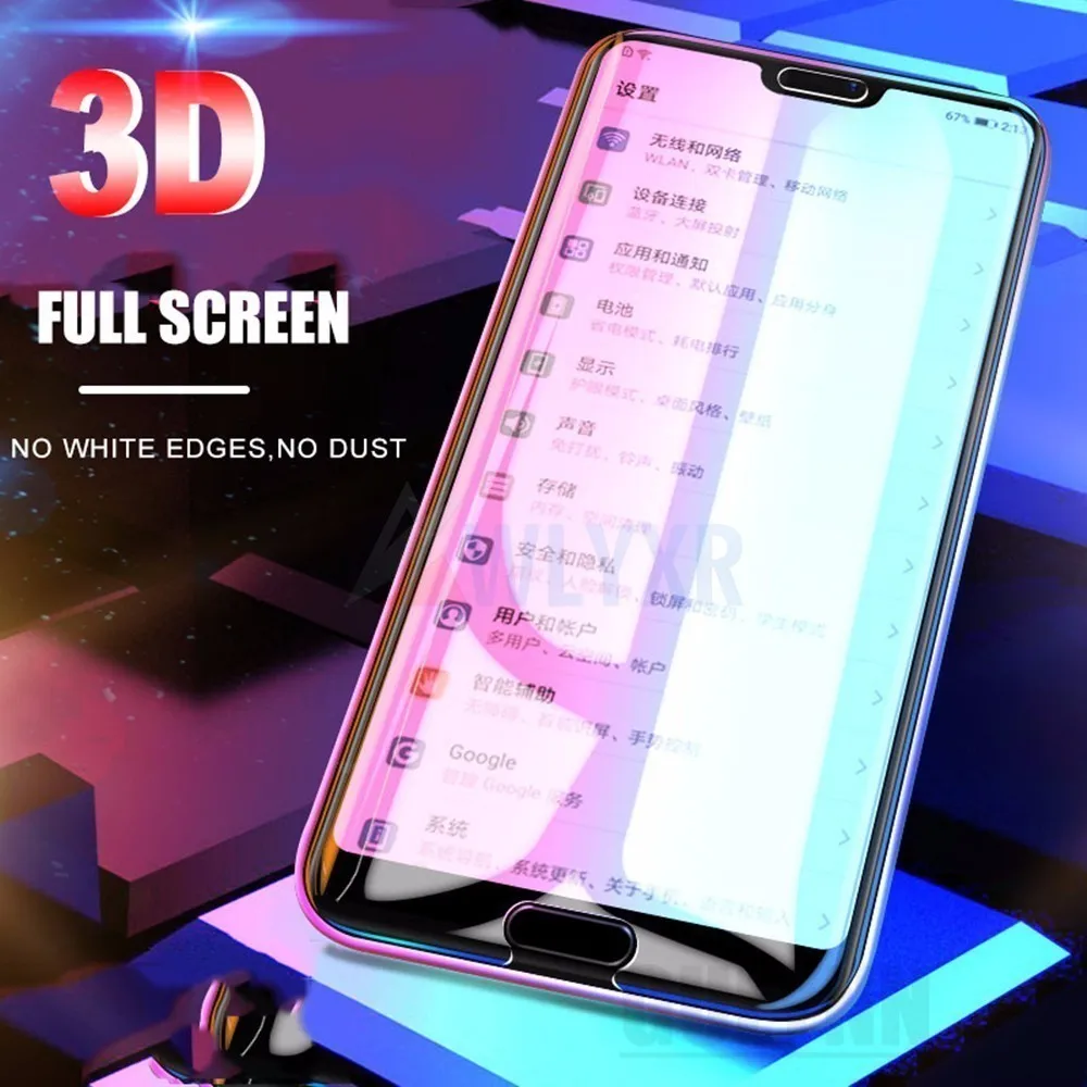 Защитное стекло закаленное 3D для Huawei Honor 7X 8X 9 10 Lite 8C 8A 20 20i Pro|Защитные стёкла и