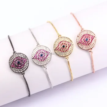 

10Pcs Fashion Micro Pave CZ Eye Round Connector Charms Bracelets