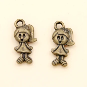 

Wholesale 80pcs Ancient Cyan Girl Charms Pendants 15x7mm