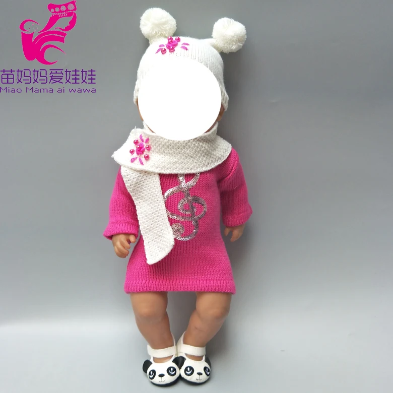 Кукольная одежда для новорожденных 43 см кукла вязаное платье шарф для 18 дюймов девочка кукла зимние аксессуары для кукольной одежды