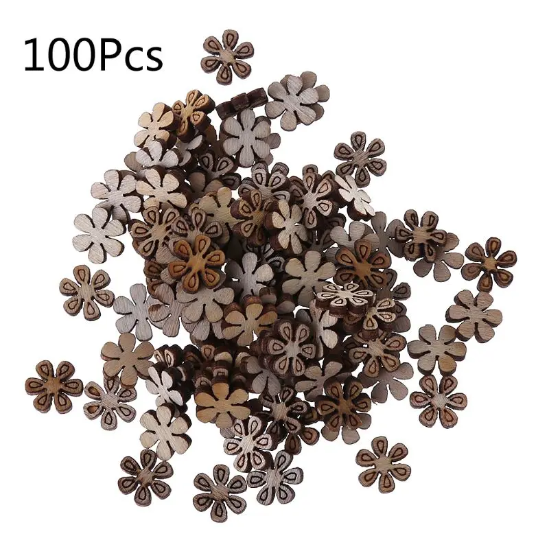 

100pcs Laser Cut Wood Flower Embellishment Wooden Flower Egg Shape Craft Wedding Decor