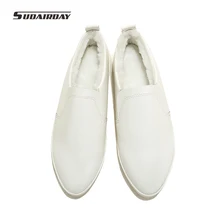 Plus Size 32-42 New 2016 Women Winter Genuine Leather Flat Shoes Women’s Plush Warm Shoes Woman Flats Loafers zapatos mujer