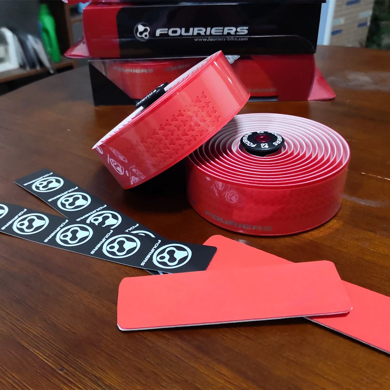 

1set 4 colors optional Fouriers Monochrome Bar Tape And Plugs PU Road Bike Drop Handlebar Wraps 3mm * 210cm
