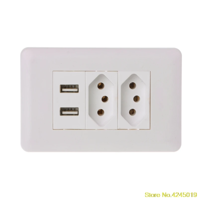 

2018 High quality 15A WallDouble Standard Power Socket Adapter Dual Ports USB Charger Panel 5V 2.1A