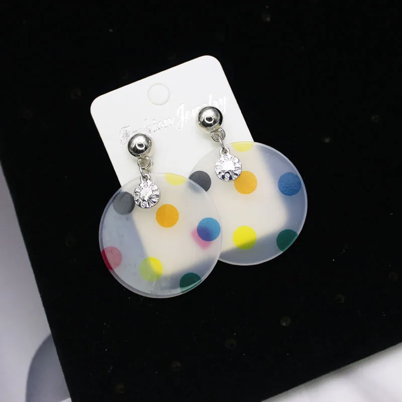 

Shiny Side New Women's Fashion Jewelry Acrylic Round Stud Earrings Gift Statement Simple Pearl Earrings Free Shipping