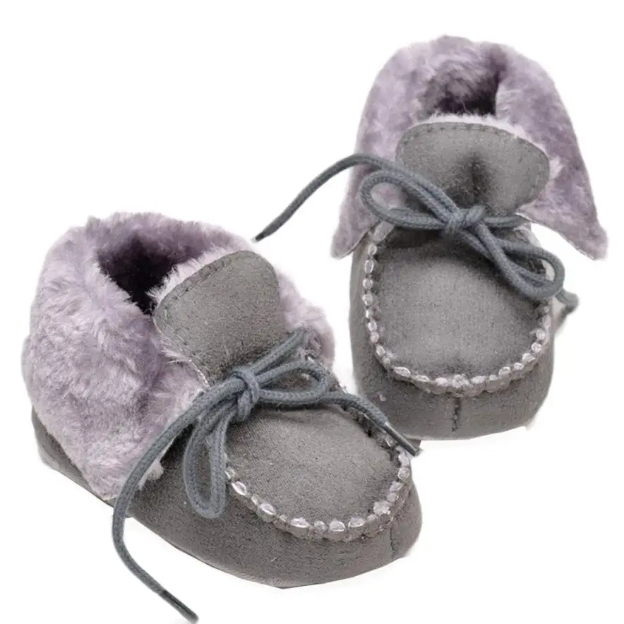 2017 kids boots girls Winter Soft Sole Crib Warm Bowknot Flats Cotton