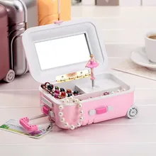 Luggage Case Trunk Ballerina Music Box Dancing Dolls Home Decor Personalized Ornaments Decoration Gifts Toys For Baby Girls