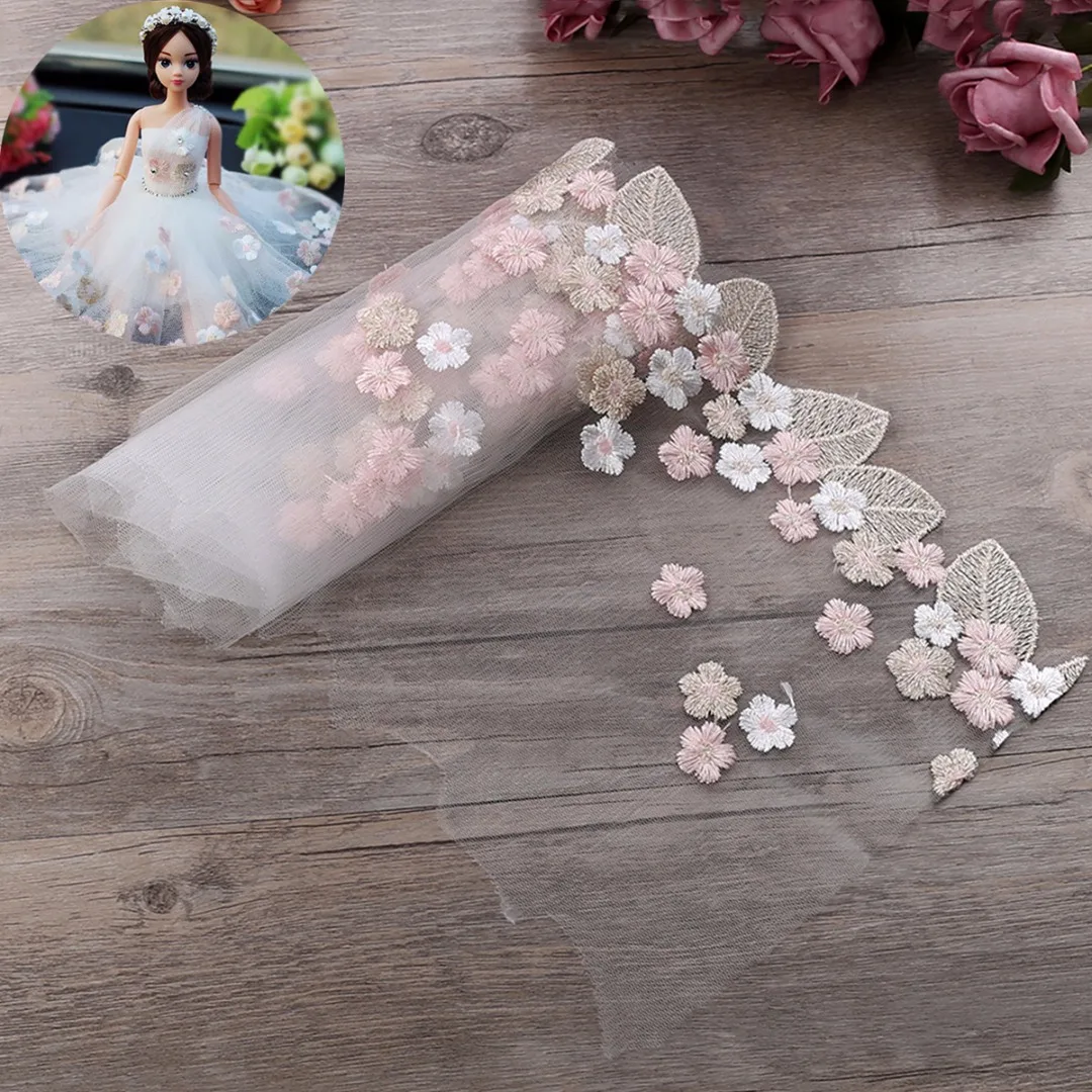 New Style Floral Tulle Lace Trim Transparent Ribbon Fabric Embroidery Wedding Trim Sewing DIY Accessories for Making Dress Tops