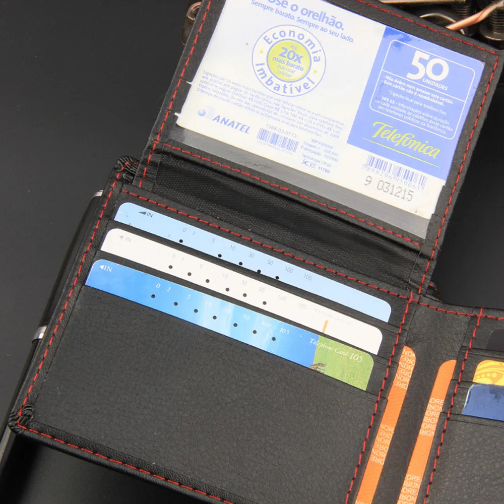 Для мужчин Двойные кожаный бумажник бизнес ID кредитной держатель для карт Мода samll карманы cartera mujer billetera hombre деньги