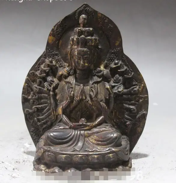 

China Bronze Gilt 1000 Arms Avalokiteshvara of Goddess Kwan-yin Guan Yin Statue
