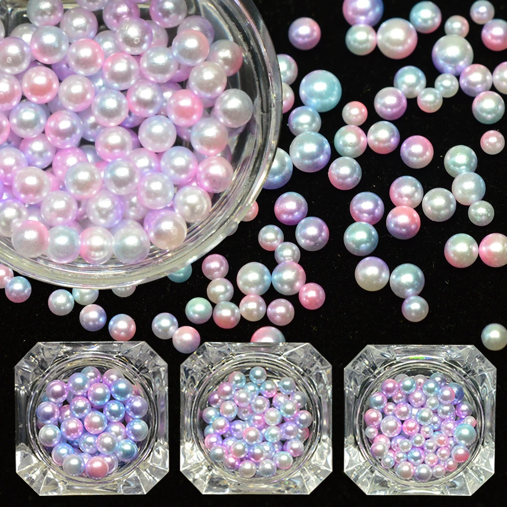 

1 bottle Mermaid Pearls Nail Art Decorations 3mm Shimmer Pearl Bead 3D Nail Charms Stone Jewelry Decor Manicure Accessory LA263