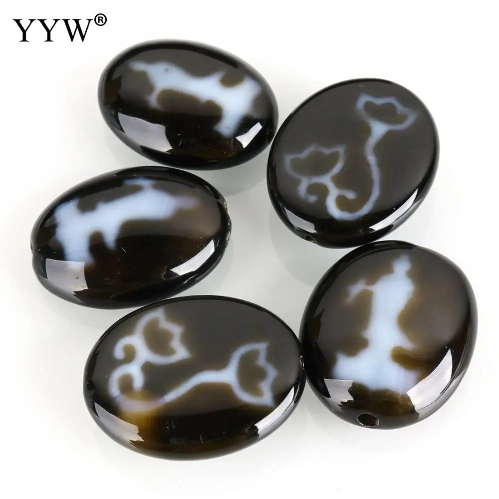

1pc Natural Tibetan Dzi Beads Flat Oval Double-Sided 2018 High Quality Tibetan Dzi Bead For Making Diy Jewelry Bracelet Necklace