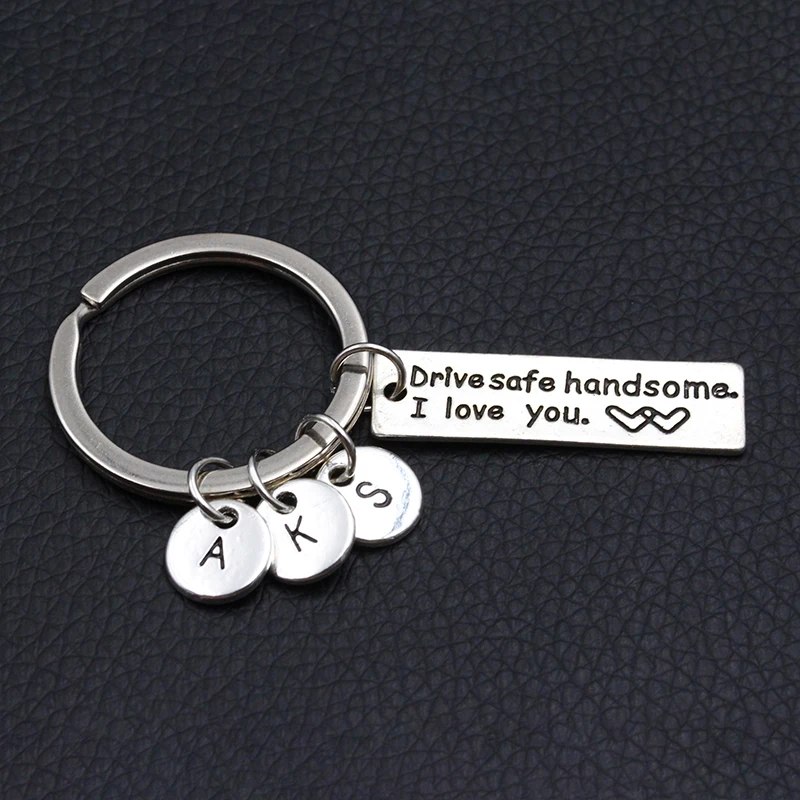 

(you can choose three letters) Drive Safe Handsome I Love You/Couples Keychain/Engraved Keychain/Lettering A-Z Keychain