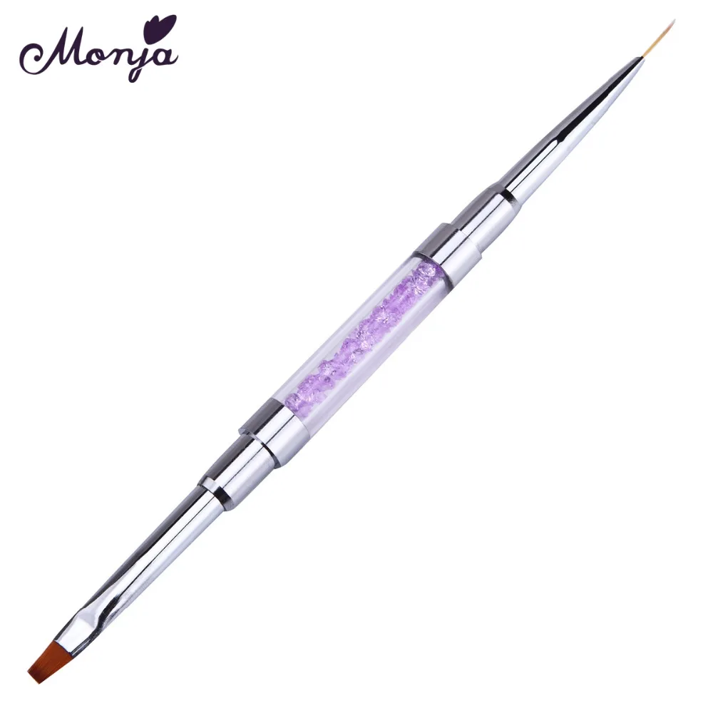 

Monja Double End Nail Art Acrylic Gel Extension Builder Brush Flower Drawing Stripe Lines Liner Drawing Pen Brush Manicure Tool
