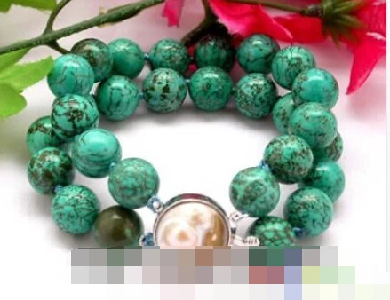 

FREE SHIPPING>>>@@ 0675 2row 8" nature round turquoise bracelet bangle