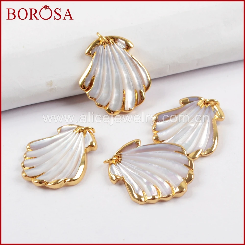 BOROSA 10 шт. Новое поступление натуральный золотой цвет Гребешок белый корпус Шарм